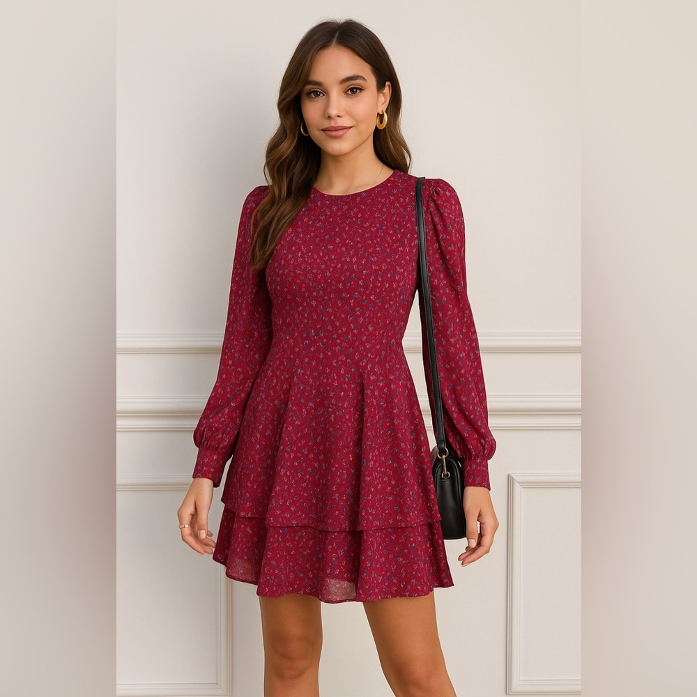 Elegant Pink Floral Women's Dress
